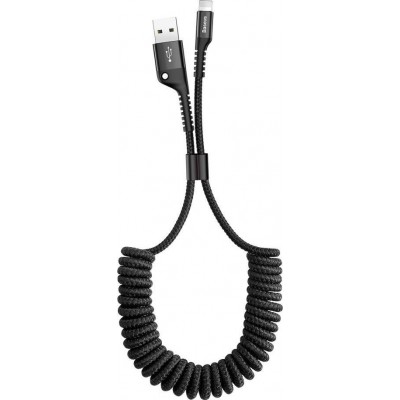 Baseus Fish Eye Braided / Spiral USB to Lightning Cable Μαύρο 1m (CALSR-01)
