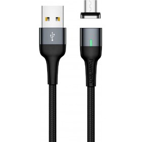 Powertech Braided / Magnetic USB 2.0 to micro USB Cable Μαύρο 1m (PT-750)