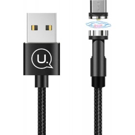 Usams Braided / Magnetic USB 2.0 to micro USB Cable Μαύρο 1m (US-SJ474)
