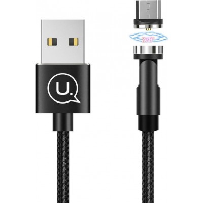 Usams Braided / Magnetic USB 2.0 to micro USB Cable Μαύρο 1m (US-SJ474)