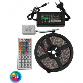 Αδιάβροχη Ταινία LED RGB 5m με Τροφοδοτικό και Τηλεχειριστήριο SMD5050 12V GloboStarΚωδικός: 06008 