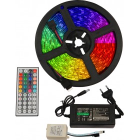 Αδιάβροχη Ταινία LED RGB 5m με Τροφοδοτικό και Τηλεχειριστήριο SMD5050 12V GloboStarΚωδικός: 70411 