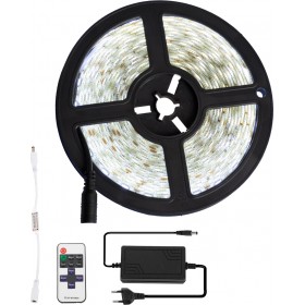 Αδιάβροχη Ταινία LED Ψυχρό Λευκό 5m με Τροφοδοτικό και Τηλεχειριστήριο SMD5050 12V GloboStarΚωδικός: 70414 