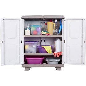 Δίφυλλη Ντουλάπα Ήβη Πλαστική Μπεζ / Λευκό 73x44x96cm