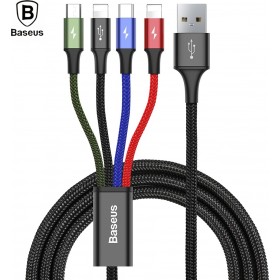 Baseus Rapid Braided USB to 2x Lightning / Type-C / micro USB Cable Πολύχρωμο 1.2m (CA1T4-A01) Baseus Rapid Braided USB to 2x Lightning / Type-C / micro USB Cable Πολύχρωμο 1.2m (CA1T4-A01)