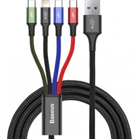 Baseus Braided USB to Lightning / 2x Type-C / micro USB Cable Πολύχρωμο 1.2m (CA1T4-B01) Baseus Braided USB to Lightning / 2x Type-C / micro USB Cable Πολύχρωμο 1.2m (CA1T4-B01)