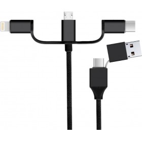 Powertech Regular USB to Lightning / Type-C / micro USB Cable Μαύρο 1m (CAB-U118)