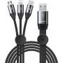 Baseus Braided USB to Lightning / Type-C / micro USB Cable Μαύρο 1m (CAMLT-FX01)