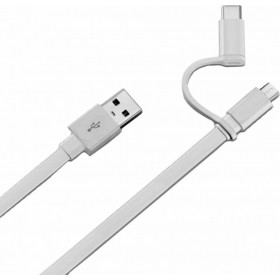 Huawei Flat USB to Type-C/micro USB Cable Λευκό 1.5m (04071417)