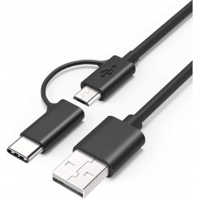 Powertech Regular USB to Type-C / micro USB Cable Μαύρο 1.5m (CAB-U107)