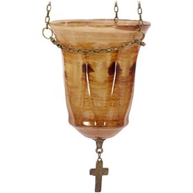 ΚΡΕΜΑΣΤΟ ΚΑΝΤΗΛΙ ΑΠΟ ΧΕΙΡΟΠΟΙΗΤΟ ΓΥΑΛΙ - 11x7,5 - ΜΕΛΙ