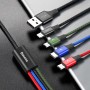 Baseus Braided USB to Lightning / Type-C / 2x micro USB Cable Μαύρο 1.2m (CA1T4-C01)