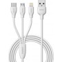 Remax Regular USB to Lightning / Type-C / micro USB Cable Λευκό 1m (Souda)