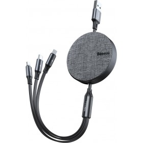 Baseus Retractable USB to Lightning / Type-C / micro USB Cable Γκρι 1.20m (CAMLT-BYG1) Baseus Retractable USB to Lightning / Type-C / micro USB Cable Γκρι 1.20m (CAMLT-BYG1)