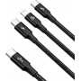 Baseus Braided USB-C to Lightning / Type-C / micro USB Cable Μαύρο 1.5m (CAMLT-SC01)