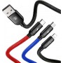 Baseus Braided USB to Lightning / Type-C / micro USB Cable Μαύρο 1.2m (CAMLT-BSY01)