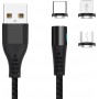 Maxlife Braided / Magnetic USB to Lightning / Type-C / micro USB Cable Μαύρο 1m (MXUC-02)