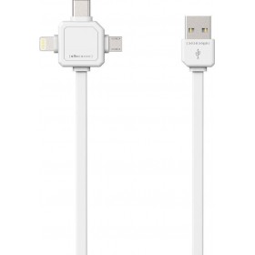 Allocacoc Regular USB to Lightning/Type-C/micro USB Cable Λευκό 1.5m (9003WT/USBC15)