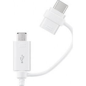 Samsung Regular USB to micro USB/USB Type C Cable Λευκό 1.5m (EP-DG930DWEG)