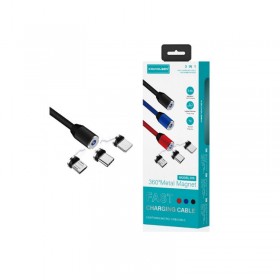 Magnetic USB to Lightning / Type-C / micro USB Cable Μαύρο 1m (X15)