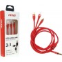 AMiO Braided USB to Lightning / Type-C / micro USB Cable Κόκκινο 1.2m