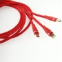 AMiO Braided USB to Lightning / Type-C / micro USB Cable Κόκκινο 1.2m