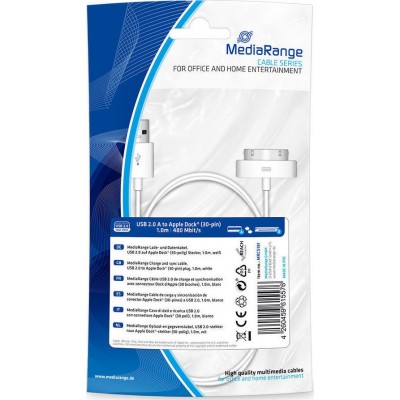 MediaRange USB to 30-Pin Cable Λευκό 1m (MRCS181)