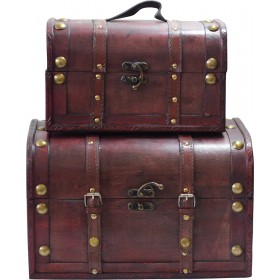 Σετ Διακοσμητικά Μπαούλα Ξύλινα 2τμχ