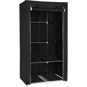 Υφασμάτινη Ντουλάπα με Φερμουάρ και Ράφια σε Μαύρο Χρώμα 110x45x175cm HG-8010-Black Υφασμάτινη Ντουλάπα με Φερμουάρ και Ράφια σε Μαύρο Χρώμα 110x45x175cm HG-8010-Black