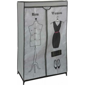 Υφασμάτινη Ντουλάπα με Φερμουάρ σε Γκρι Χρώμα 87x45x154cm AT000017