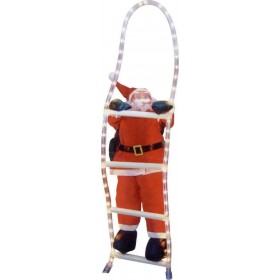 Χριστουγεννιάτικος Φωτιζόμενος Άγιος Βασίλης σε Σκάλα Φουσκωτός Φωτοσωλήνας Ρεύματος 38cm Aria Trade