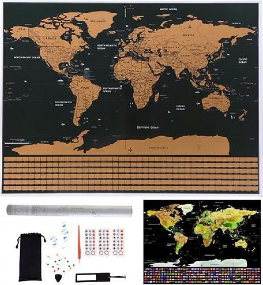 Aria Trade Παγκόσμιος Χάρτης Ξυστό 82x59cm