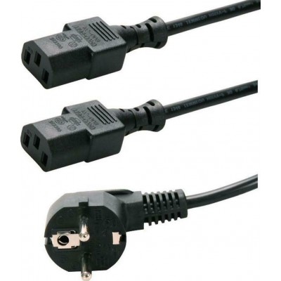 Powertech Schuko - 2x IEC C13 Cable 1.5m (CAB-P009)