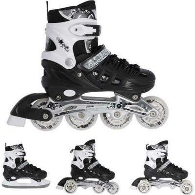 Nils Extreme NH10905 Αυξομειούμενα Πατίνια Σετ 4 Σε 1 Inline/Ice Skates Μαύρα