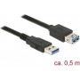 DeLock USB 3.0 Cable USB-A male - USB-A female 0.5m (85053)