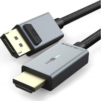 Cabletime Cable DisplayPort male - HDMI male με LED 4K 1.8m Μαύρο