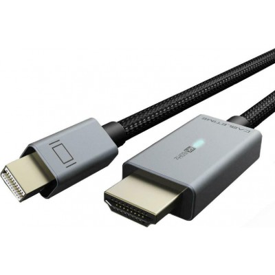 Cabletime Cable mini DisplayPort male - HDMI male με LED 4K 1.8m Μαύρο