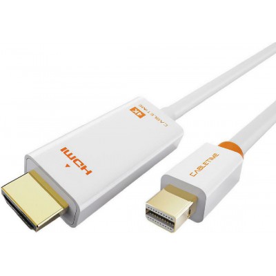 Cabletime Cable mini DisplayPort male - HDMI male 4K/30Hz 1.8m Λευκό