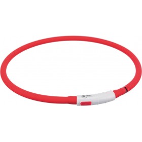 Trixie Shiny Silicone Κολάρο Σκύλου Φωτιζόμενο 70cm/10mm σε Κόκκινο χρώμα