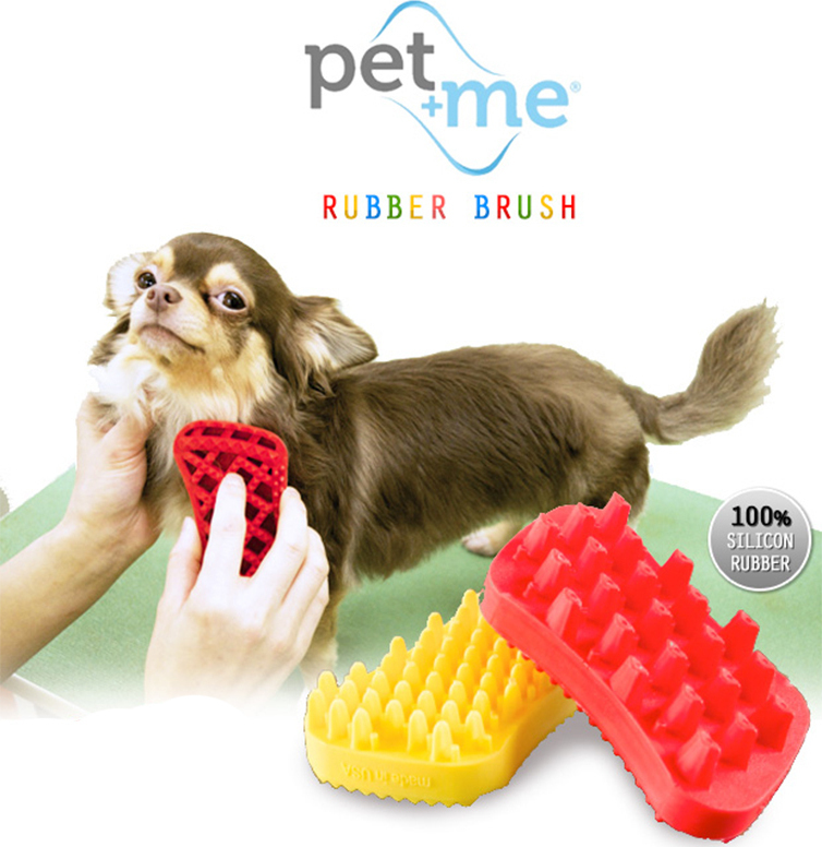 pet+me Grooming Βούρτσα για Μακρύτριχους Σκύλους από Σιλικόνη Κόκκινη