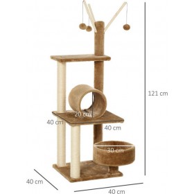 Pawhut Δέντρο Γάτας - Ονυχοδρόμιο Καφέ Ανοιχτό 40x40x121cm