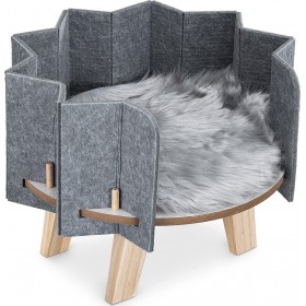 Navaris Wood Pet with Mat Κρεβάτι Γάτας σε Γκρι χρώμα 41x41x32cm Navaris Wood Pet with Mat Κρεβάτι Γάτας σε Γκρι χρώμα 41x41x32cm