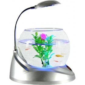 Στρογγυλό Ενυδρείο με Φωτισμό/Λουλούδι 20x15cm 3lt Γκρι Στρογγυλό Ενυδρείο με Φωτισμό/Λουλούδι 20x15cm 3lt Γκρι