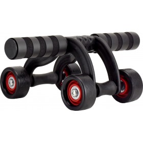 Ρόδα Κοιλιακών και Μπάρα Εκγύμνασης Σώματος Μαύρη/Κόκκινη