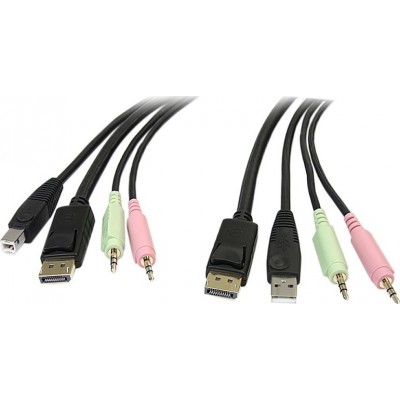 StarTech 4-in-1 USB DisplayPort KVM Switch Cable w/ Audio &amp Microphone 1.8m