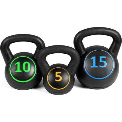 HOP1000859-1 Σετ Kettlebells 13.5kg Μαύρα (3τμχ)