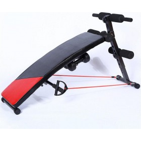 GlobalExpress GL-W54940 Πάγκος Κοιλιακών και Ασκήσεων με Λάστιχα Γυμναστικής και Βαράκια 2x1.5kg