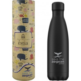 Estia Travel Flask Save The Aegean Black Matte 0.75lt Estia Travel Flask Save The Aegean Black Matte 0.75lt