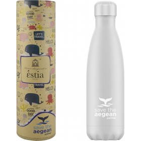 Estia Travel Flask Save The Aegean White Matte 0.5lt Estia Travel Flask Save The Aegean White Matte 0.5lt