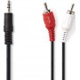 Nedis Cable 3.5mm male - 2x RCA male Μαύρο 20m (CAGP22200BK200)